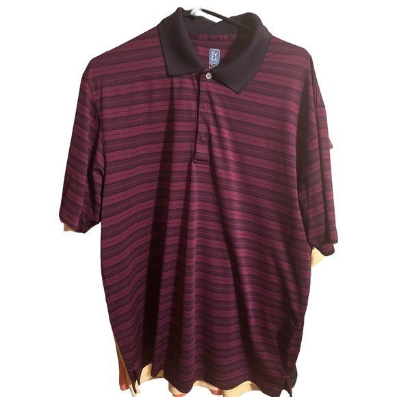 PGA  Tpur‎ Polo Airflux size xl   Purple black  stripes - Picture 1 of 3